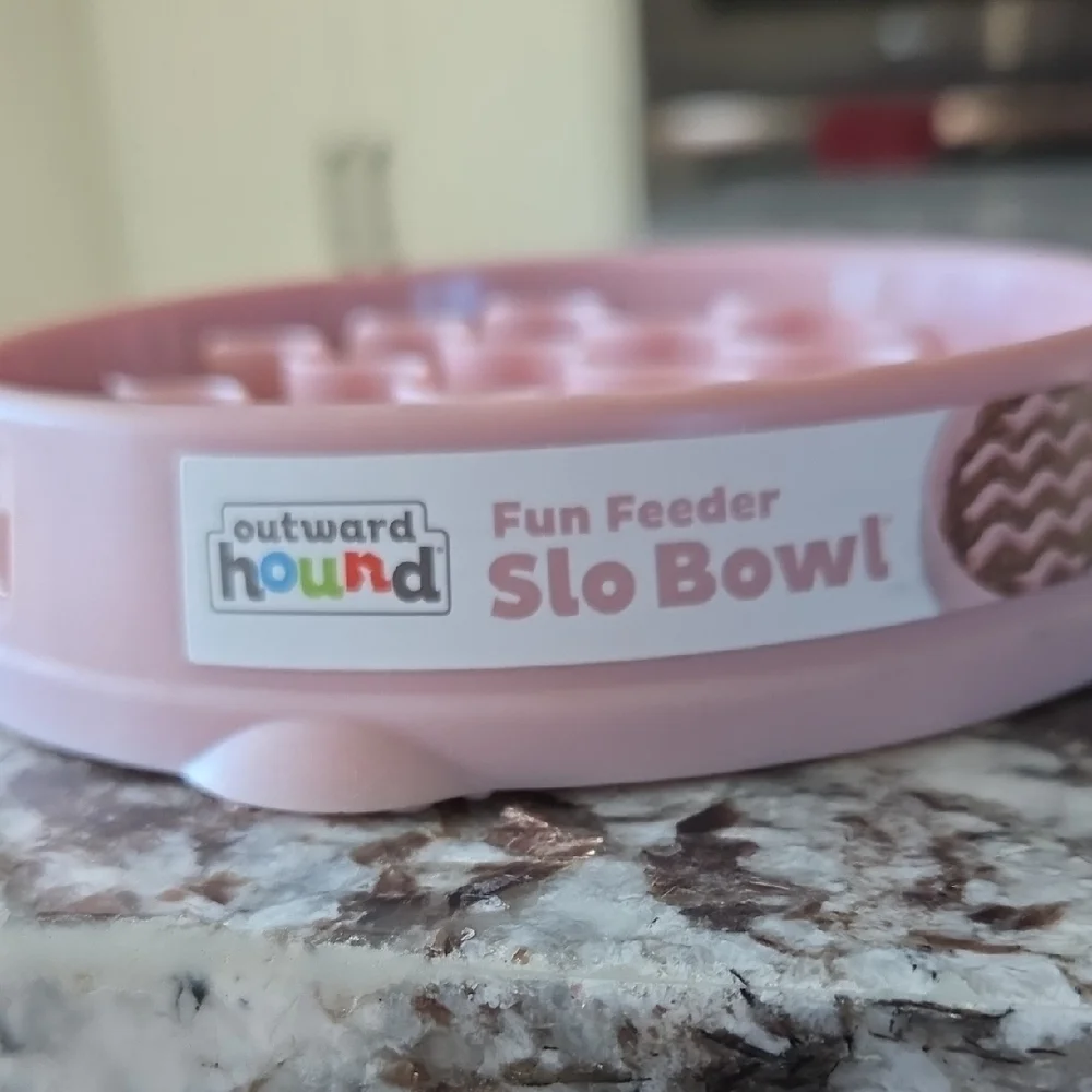 Pink Silicone Pet Slow Feeder Bowl